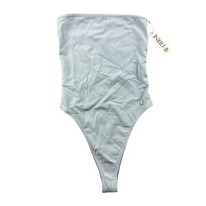 Éterne Swimsuit Women S Blue Solid One-Piece Strapless Lined Summer Matte